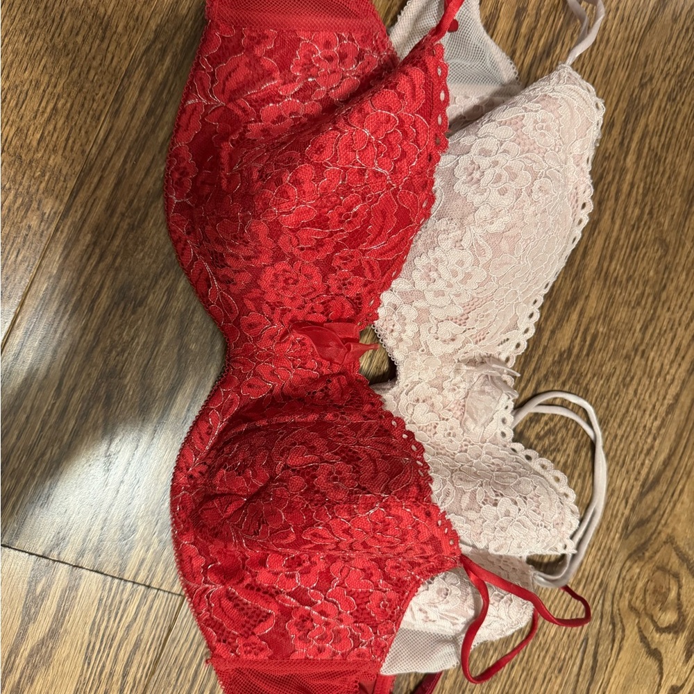 Lace Intimates Set - Red and Cream